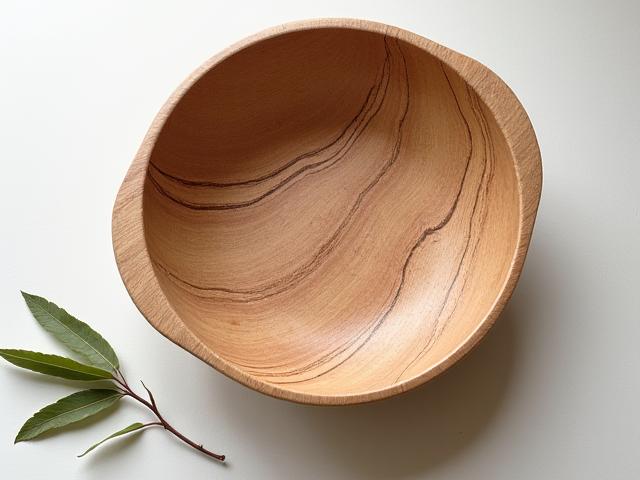 Plat en bois sculpté à la main, finition naturelle, pièce d'artisanat